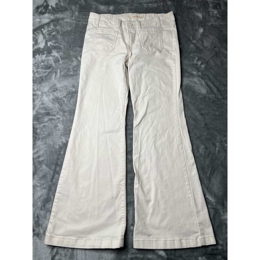 Levi's Jeans Women Size 30 Superlow Flare Ivory Stretch‎ Denim Boho Hippie